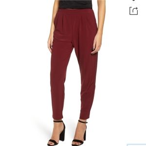 Wine Leith Front Pleat High Waist Trouser - XL